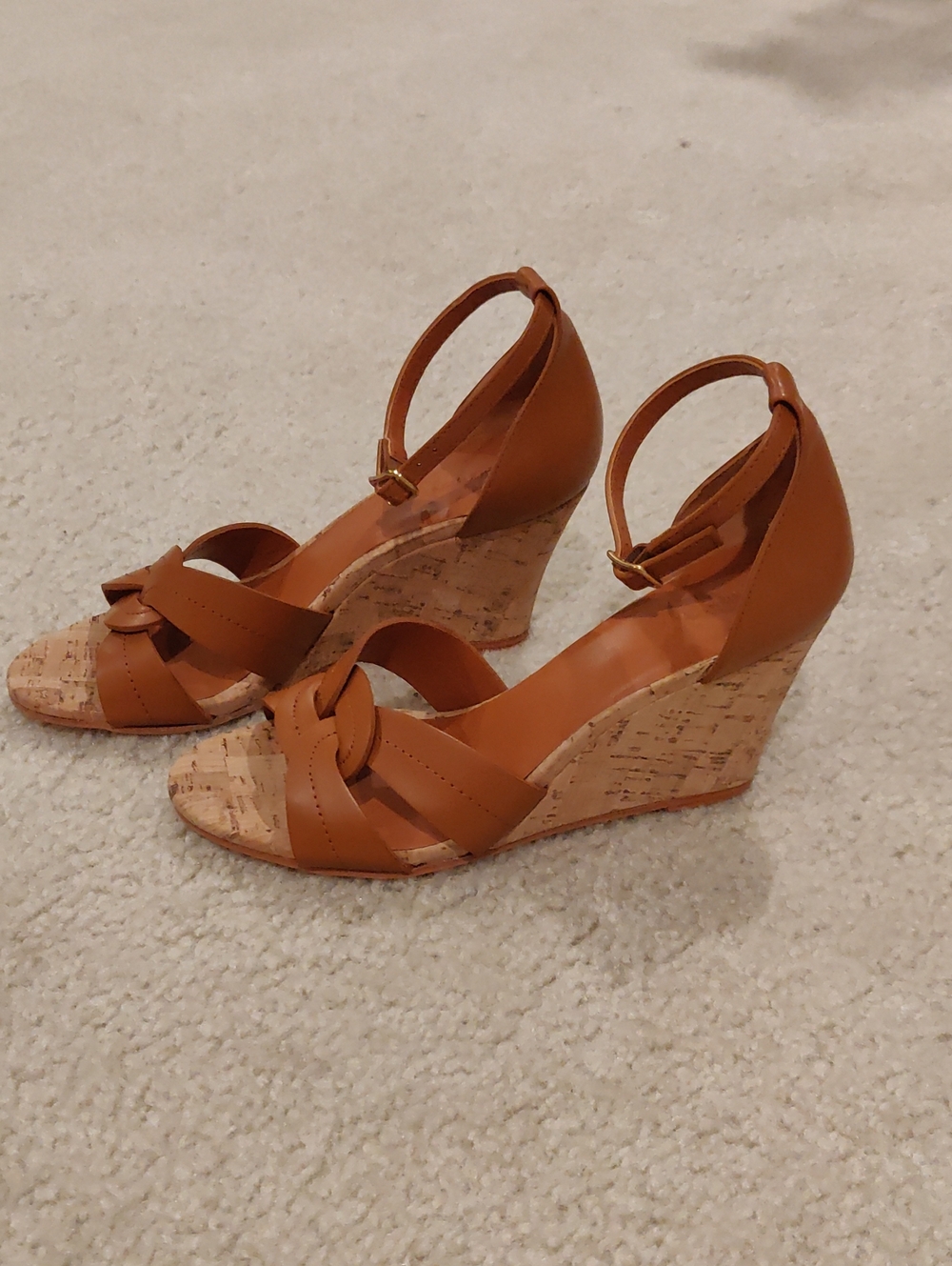 New!Brown Wedge madrid Sandals J.Mclaughlin Leather Y2K Cottagecore Retro Luxury